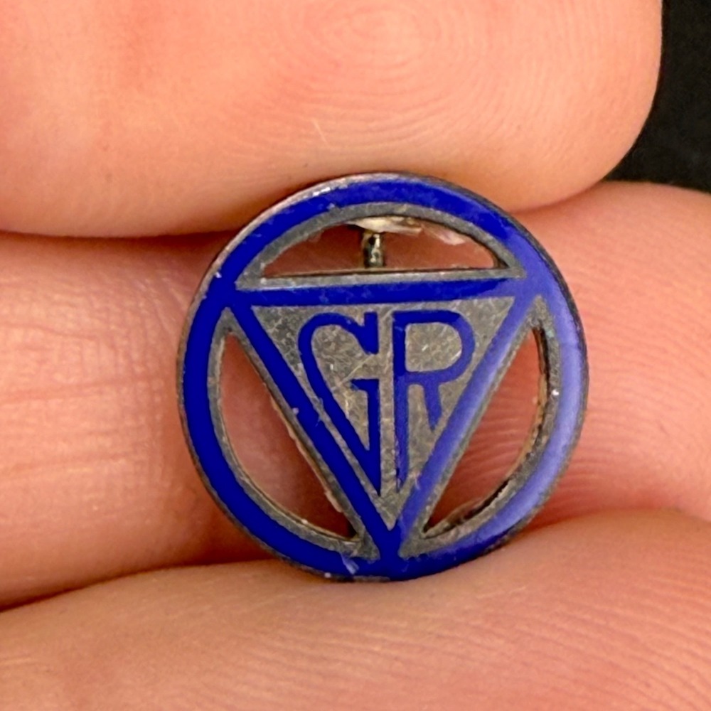 Vintage Girls Reserve Brooch Pin Silver Tone Blue Enamel